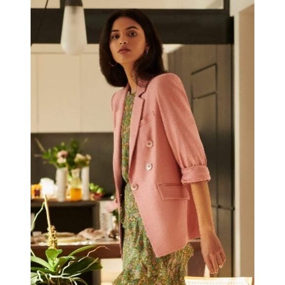 VERONICA BEARD Odile Sateen Twill Dickey Jacket EUC Sz 6 $695 MSRP Rosewood Pink - Picture 5 of 13